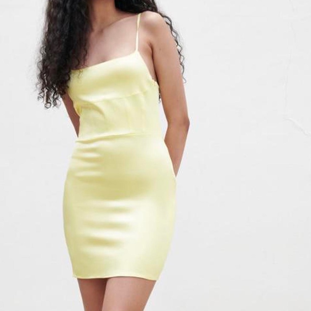 Zara Yellow Silk Mini Tank Dress